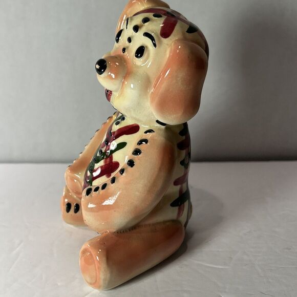Vintage Patchwork Dog Figurine Hand Painted Ceramic 1950s 1960s Folk Art - Picture 8 of 14